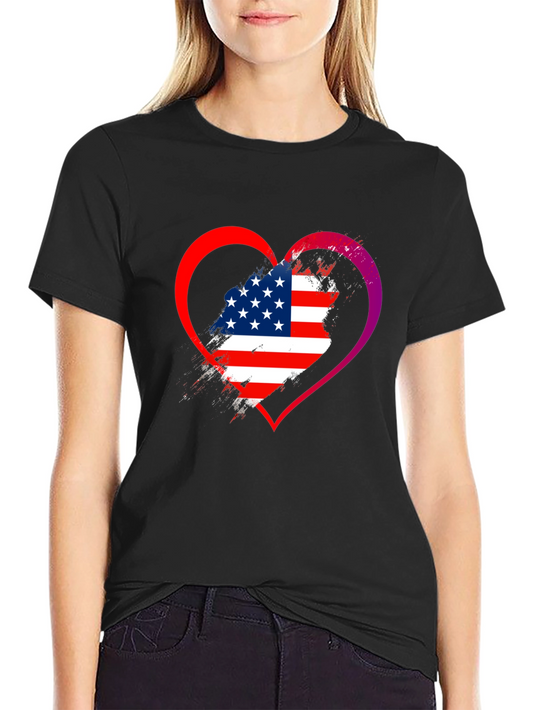 USA Flag Heart Graphic T-Shirt