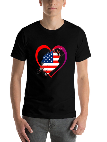 USA Flag Heart Graphic T-Shirt
