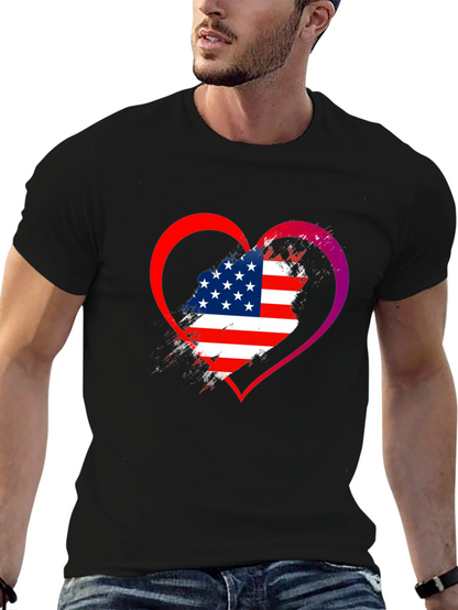 USA Flag Heart Graphic T-Shirt