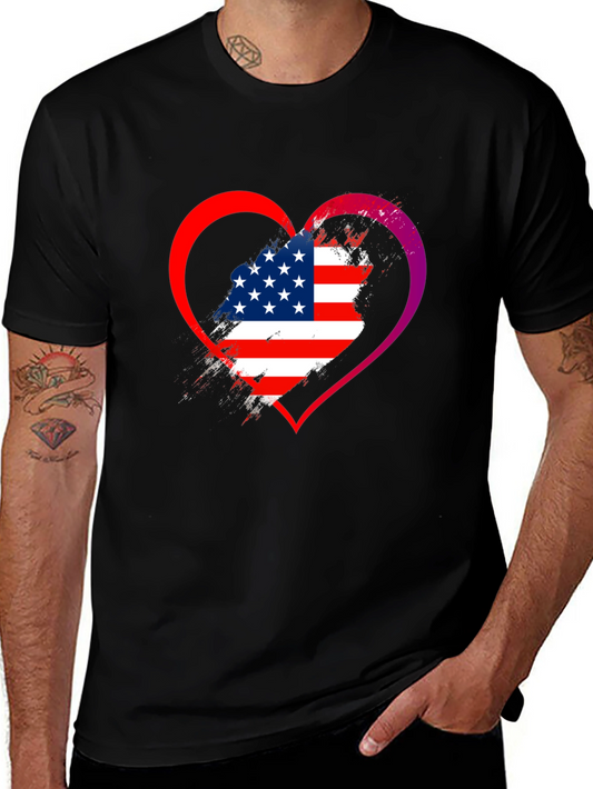 USA Flag Heart Graphic T-Shirt