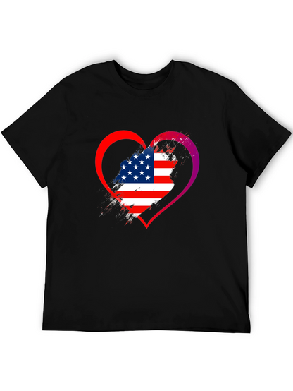 USA Flag Heart Graphic T-Shirt