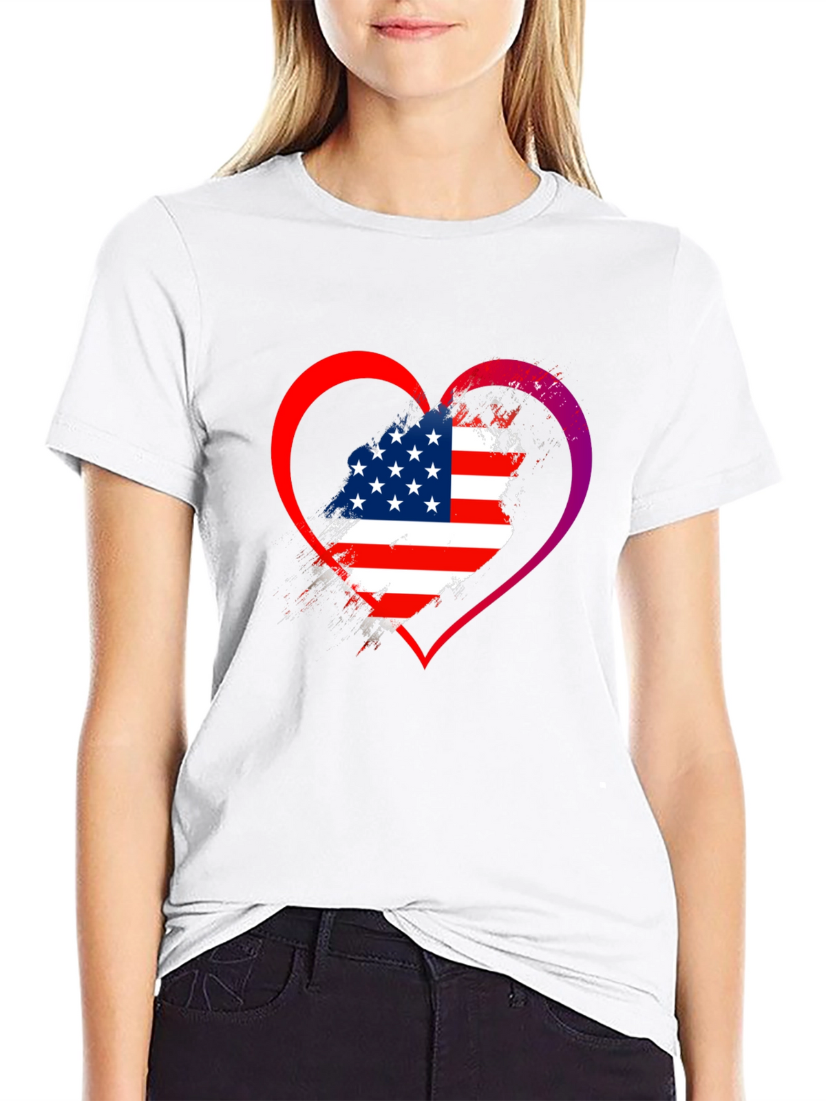 USA Flag Heart Graphic T-Shirt