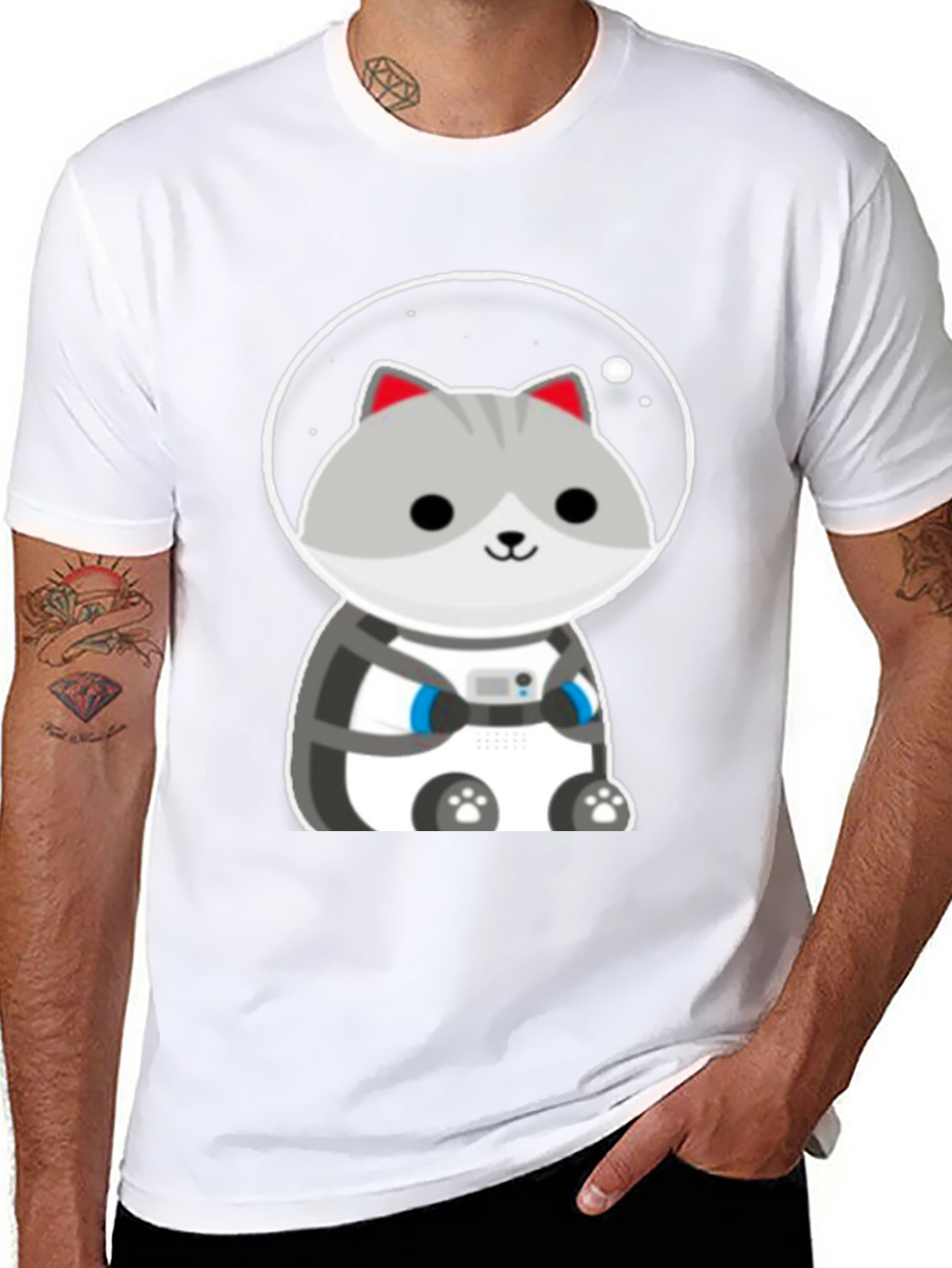 Astronaut Cat Graphic T-Shirt