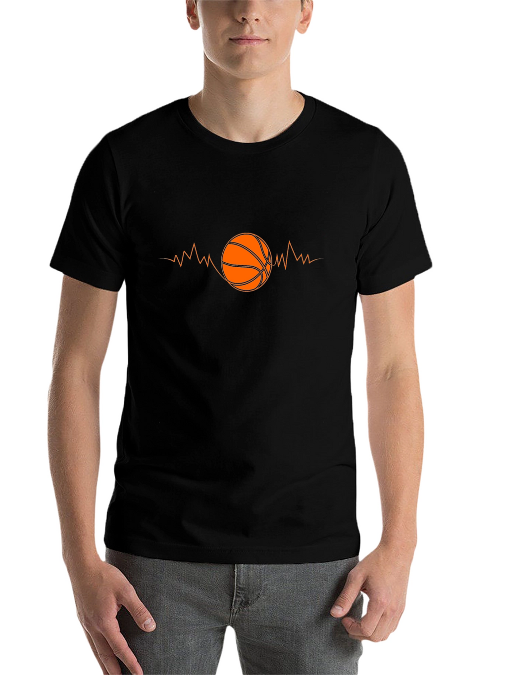 Basketball Heartbeat Black Graphic Tee
