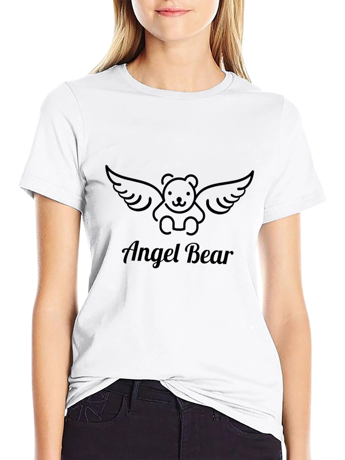 Angel Bear Graphic Tee - Stylish Black T-Shirt