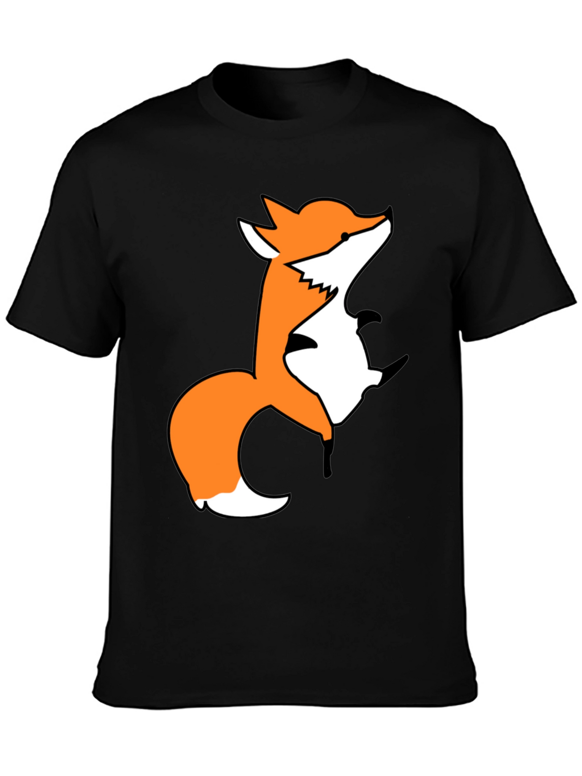 Fox Graphic Print Black T-Shirt
