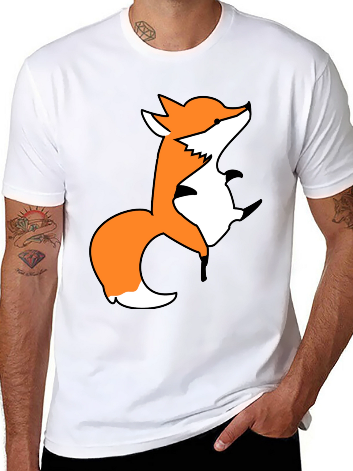 Fox Graphic Print Black T-Shirt
