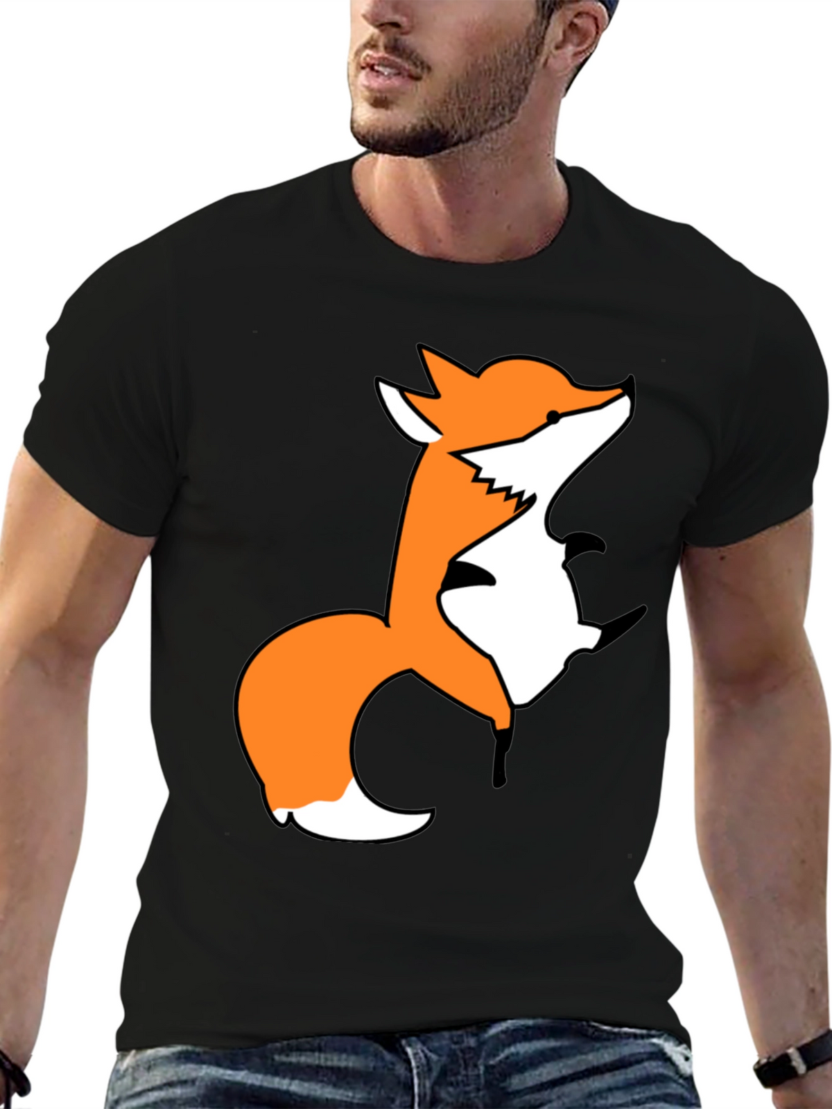 Fox Graphic Print Black T-Shirt