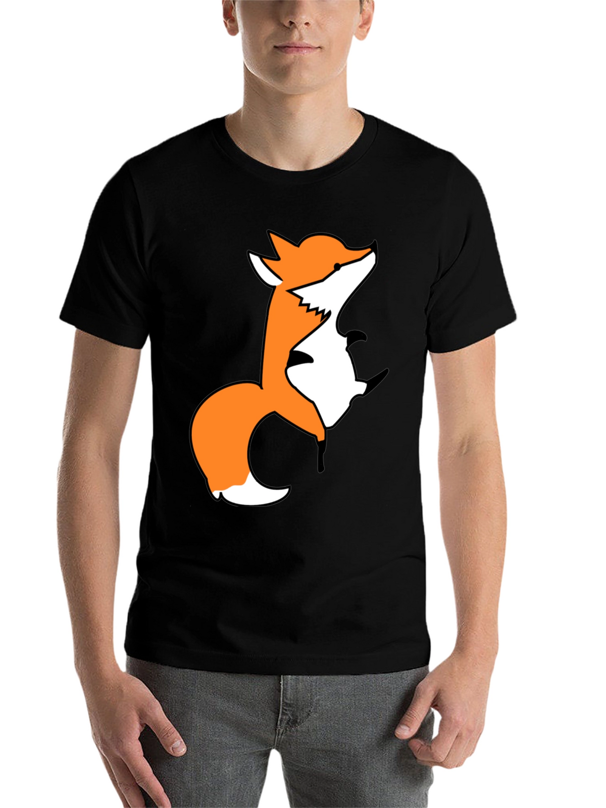 Fox Graphic Print Black T-Shirt