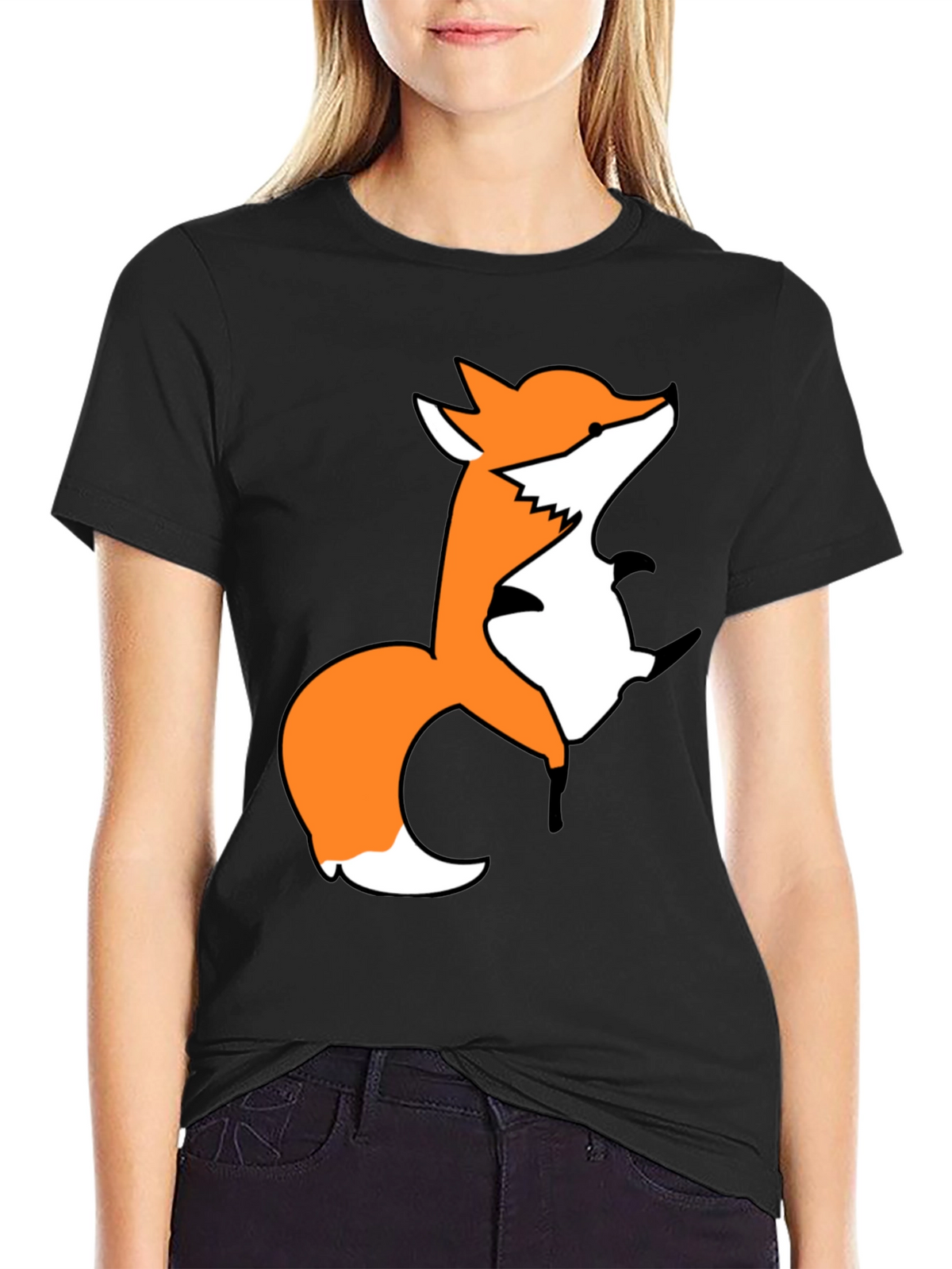 Fox Graphic Print Black T-Shirt