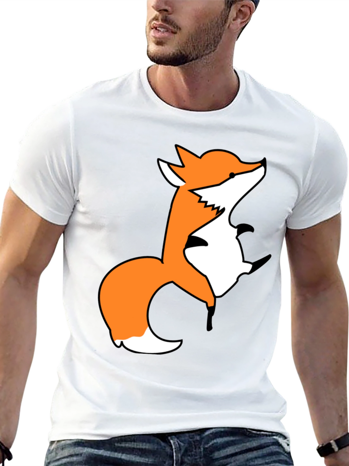 Fox Graphic Print Black T-Shirt