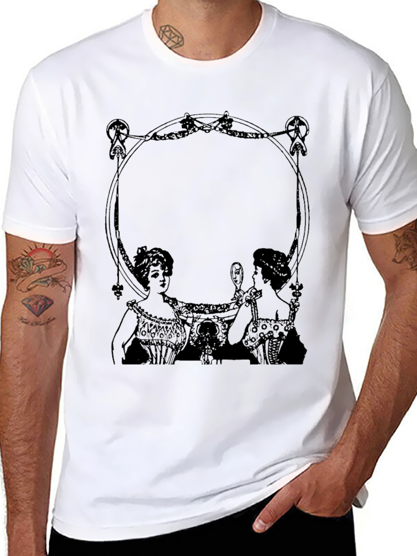 Vintage Art Deco Ladies Black T-Shirt