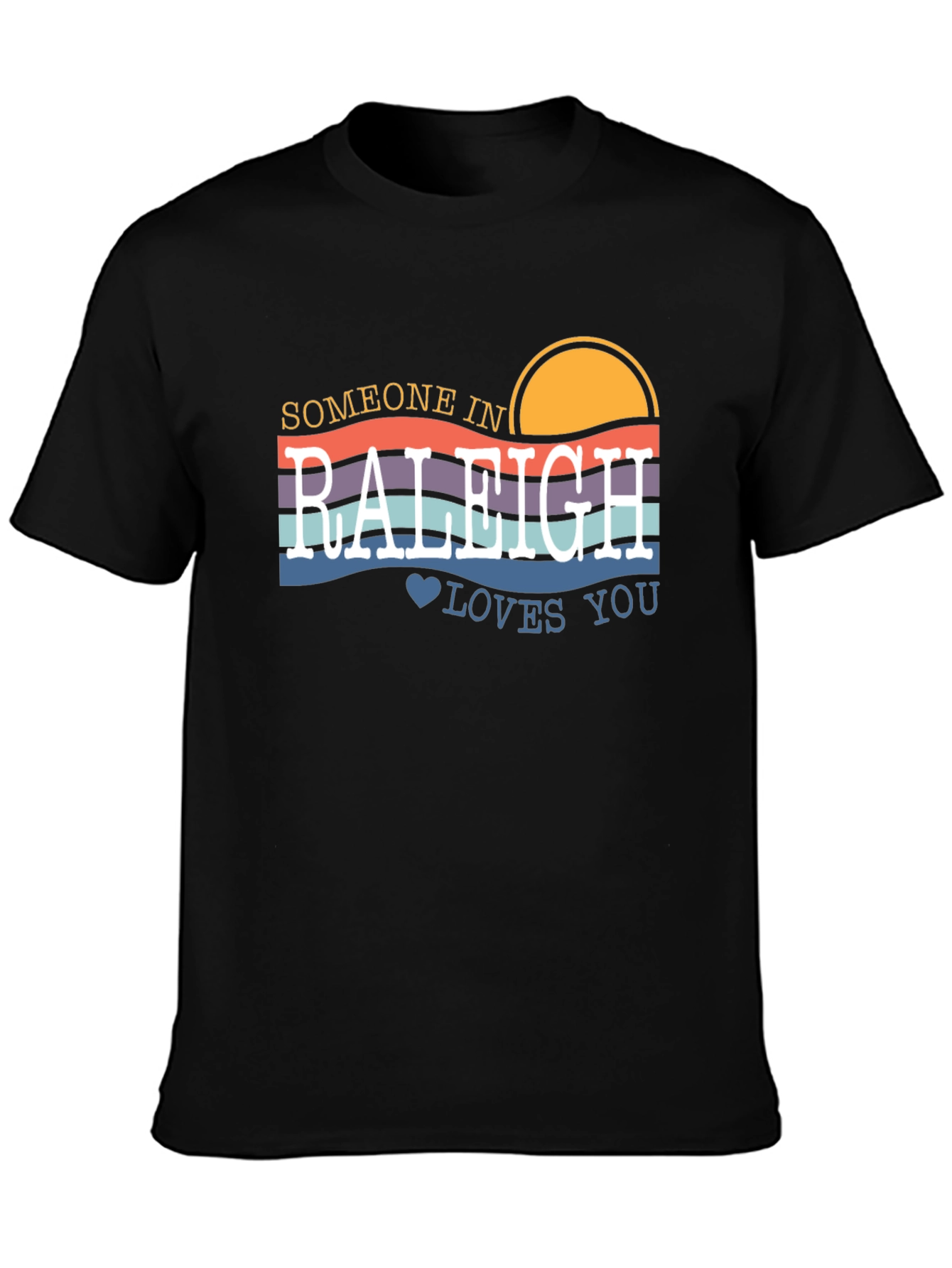Raleigh Love T-Shirt - Retro Sunset Design