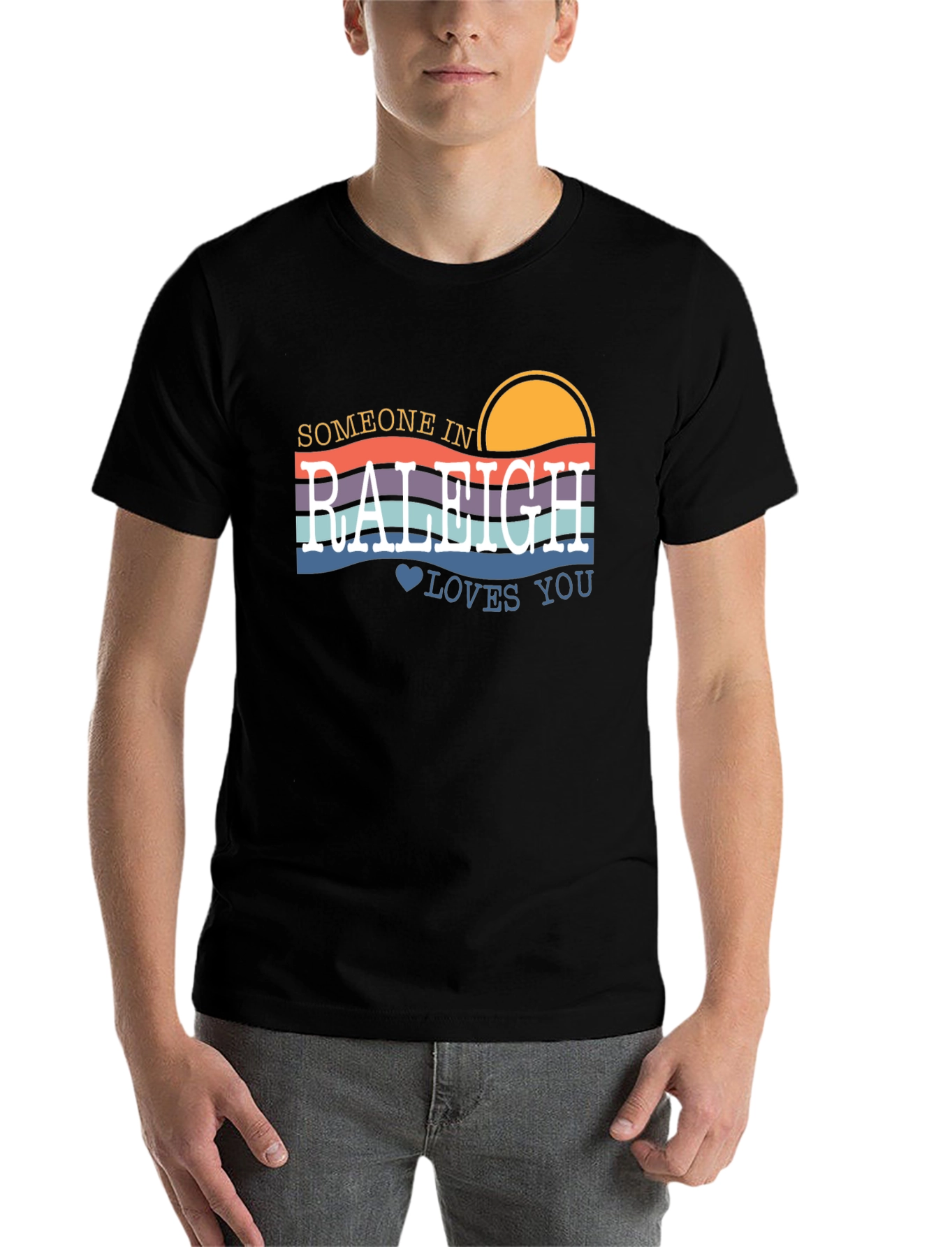 Raleigh Love T-Shirt - Retro Sunset Design