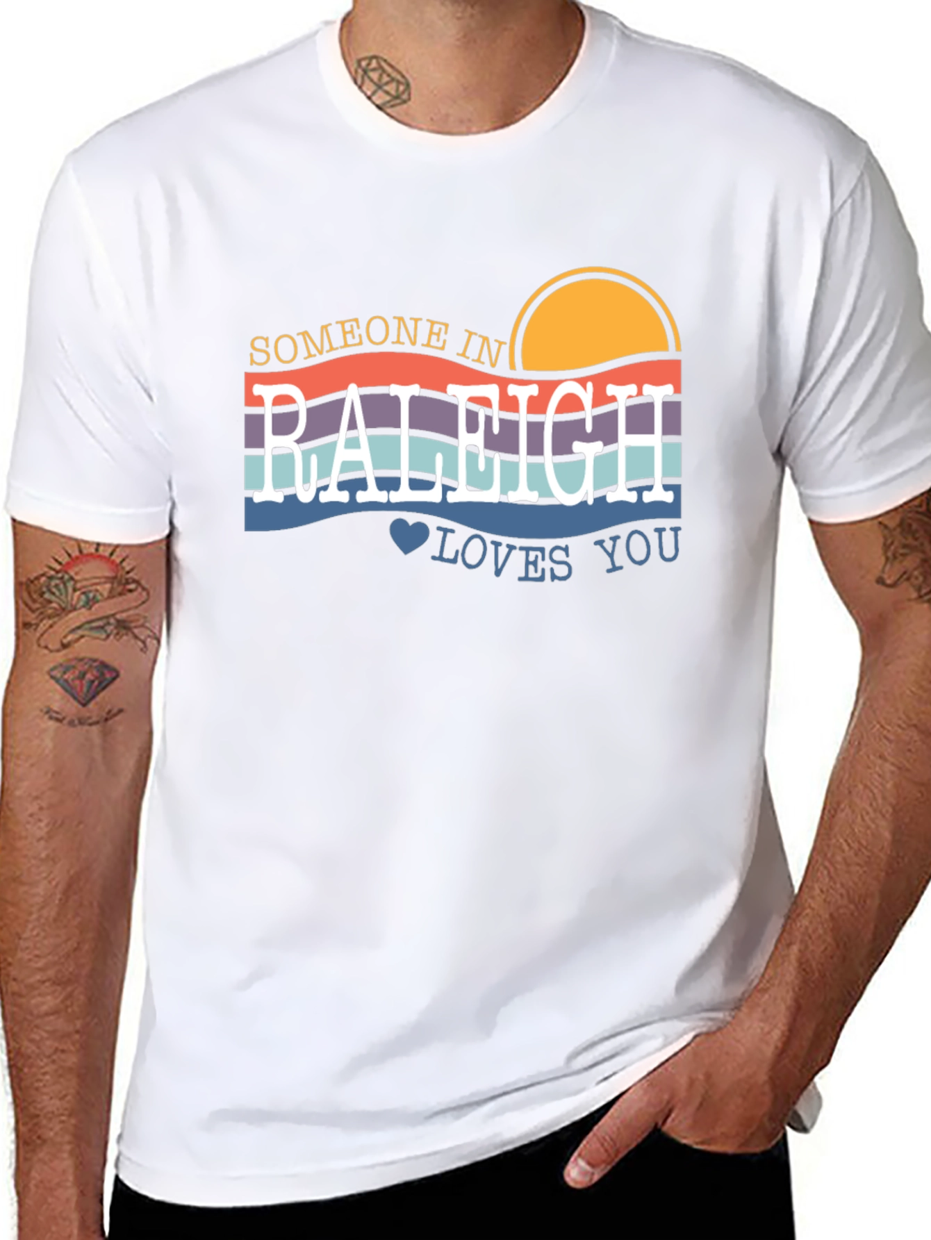 Raleigh Love T-Shirt - Retro Sunset Design