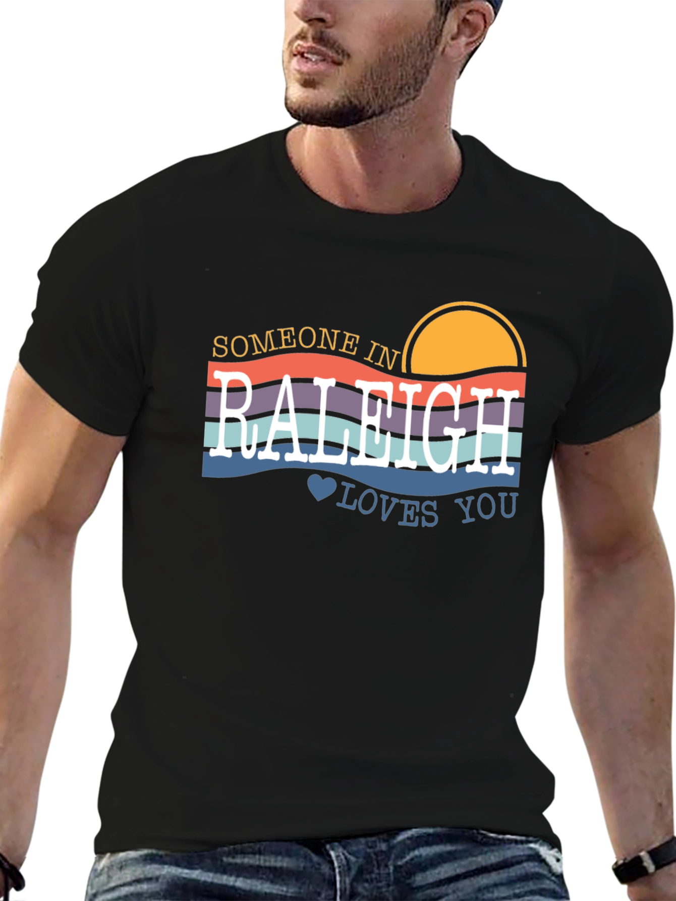 Raleigh Love T-Shirt - Retro Sunset Design