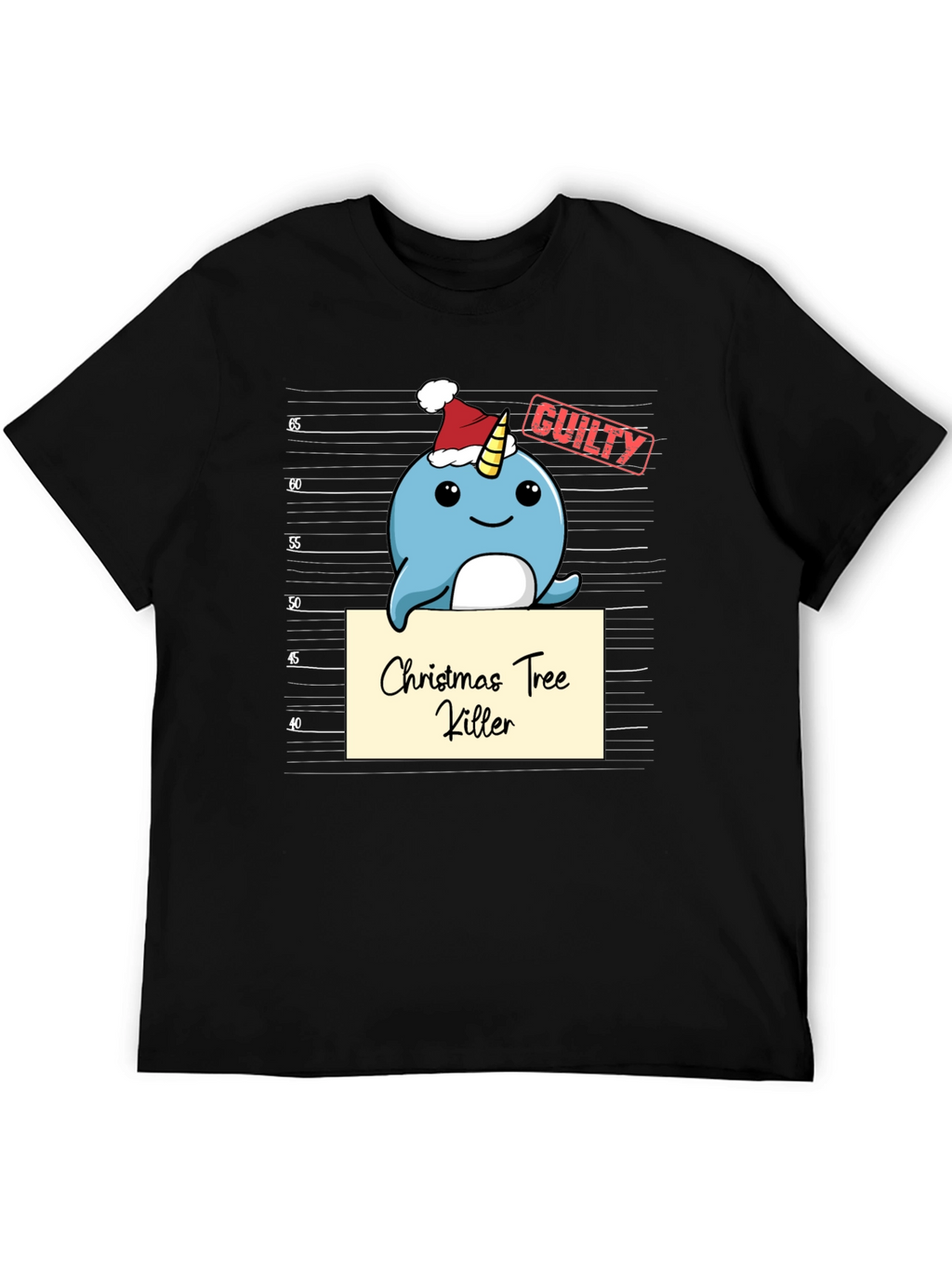 Christmas Tree Killer Narwhal Mugshot T-Shirt