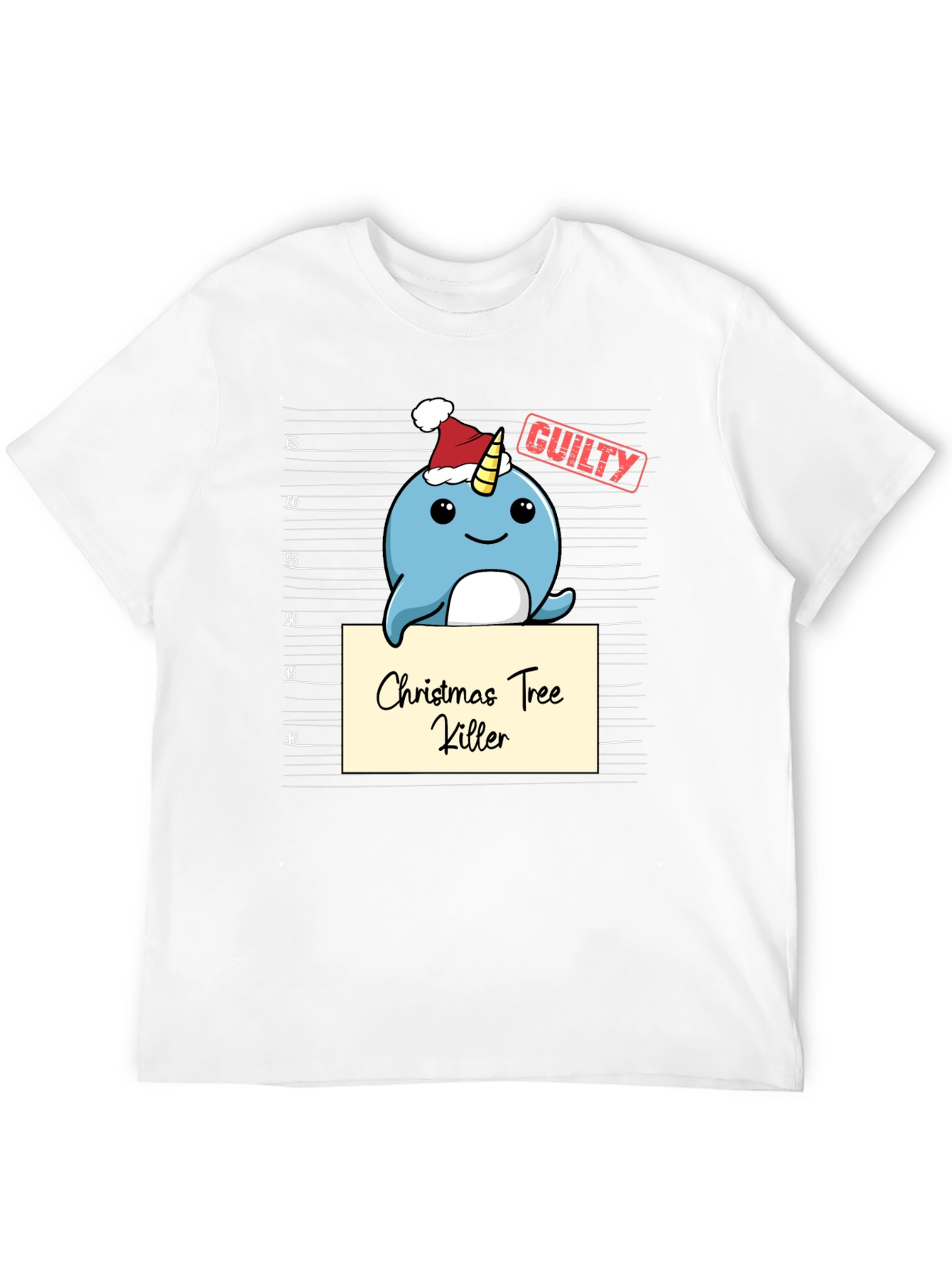 Christmas Tree Killer Narwhal Mugshot T-Shirt