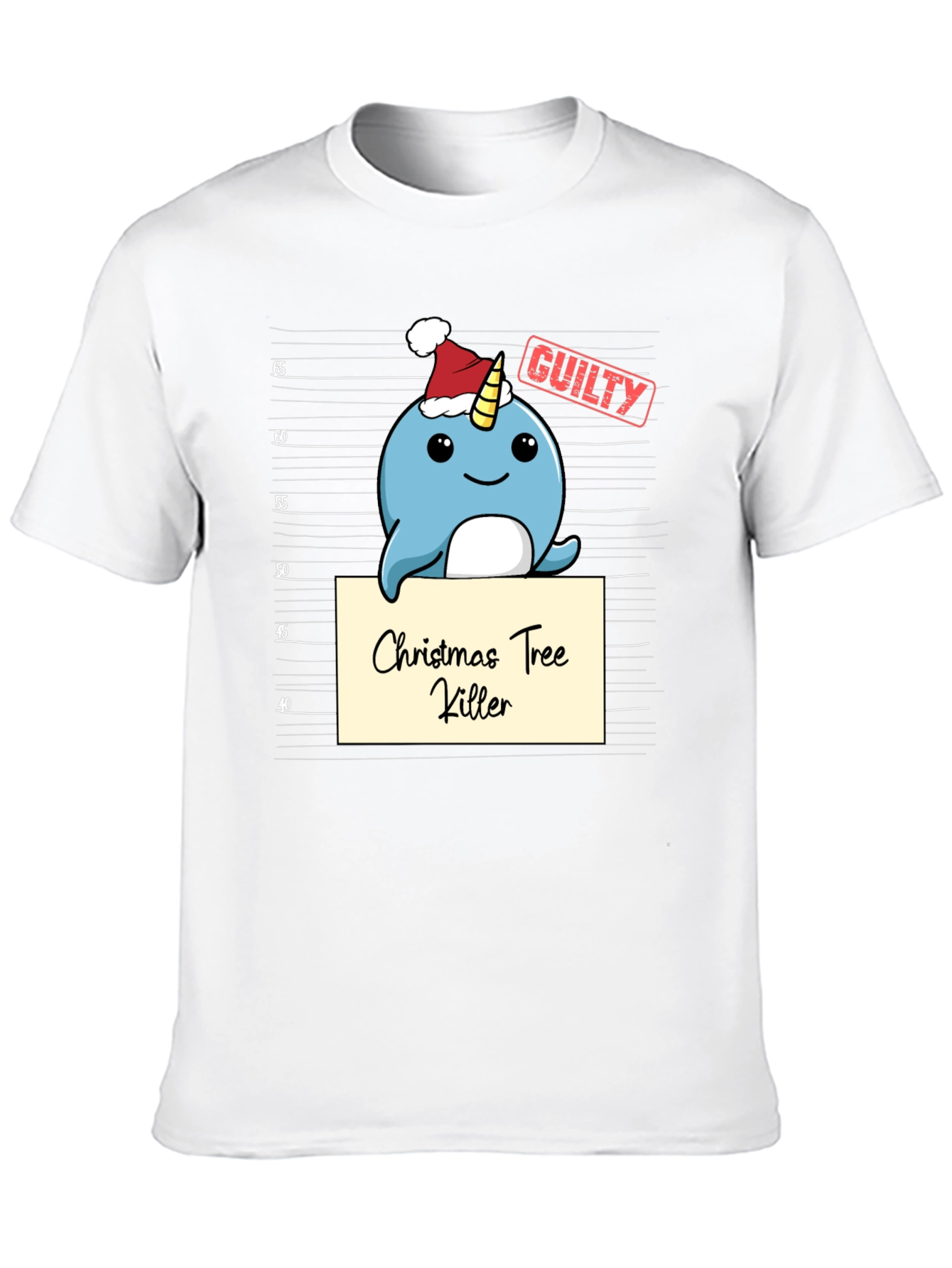 Christmas Tree Killer Narwhal Mugshot T-Shirt