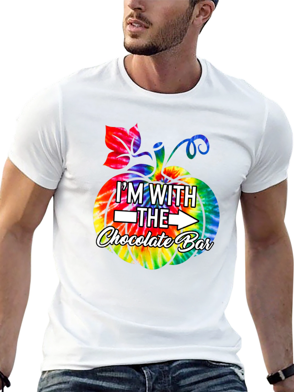 Im With The Chocolate Bar Tie Dye Pumpkin T-Shirt