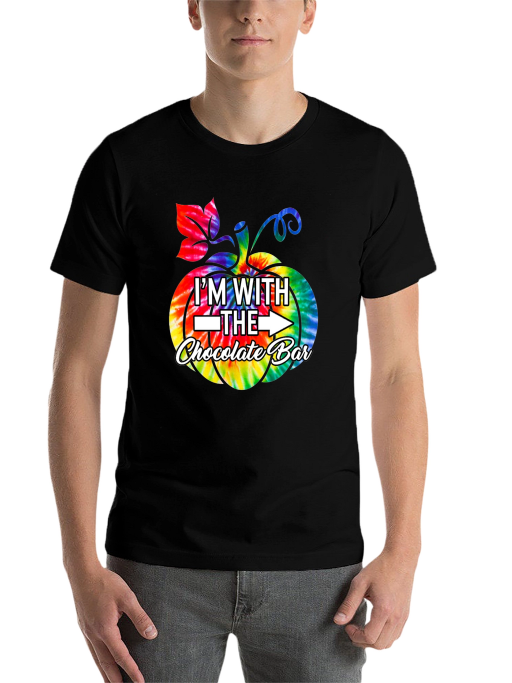Im With The Chocolate Bar Tie Dye Pumpkin T-Shirt