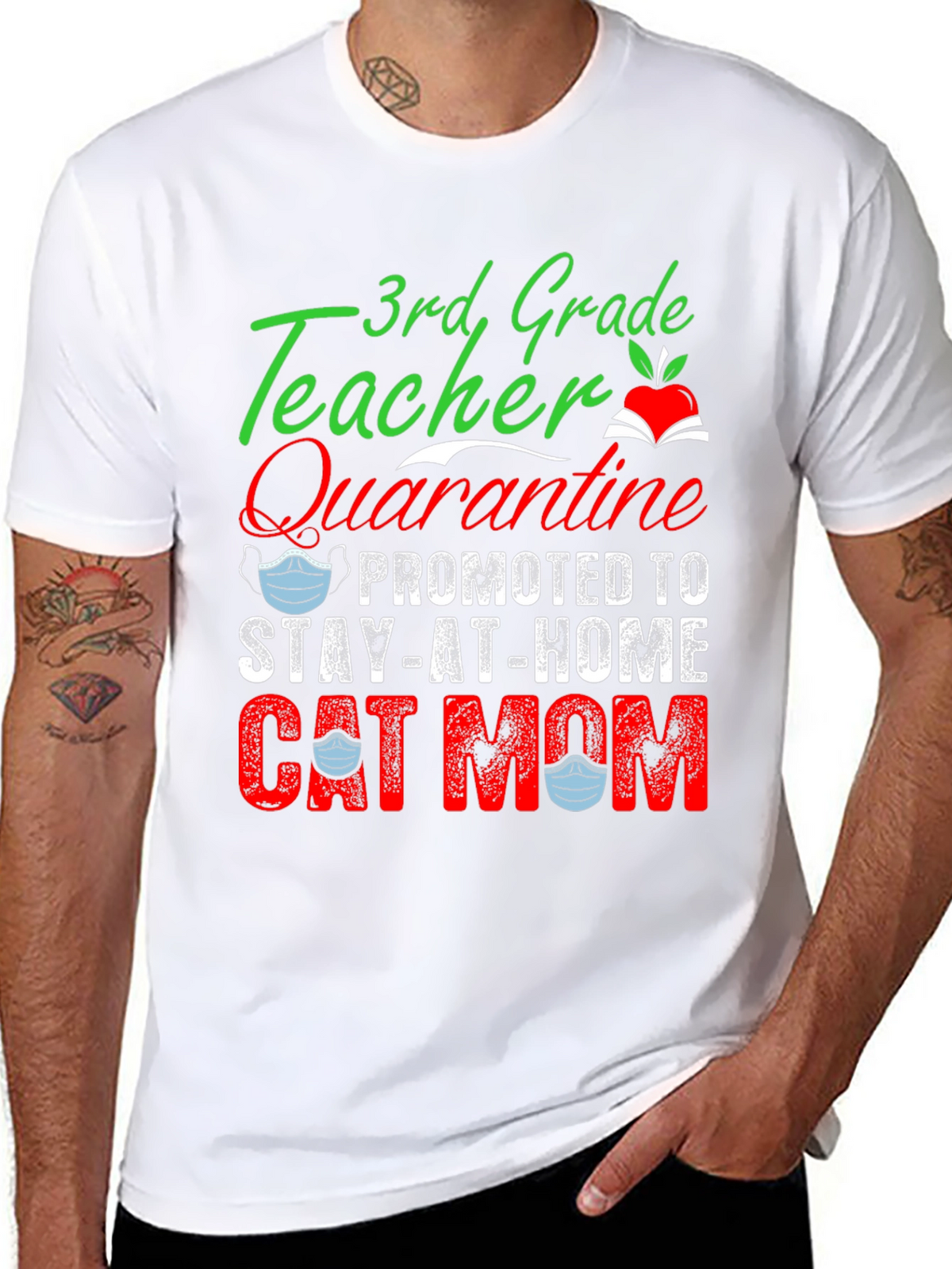 3rd Grade Teacher Quarantine Cat Mom T-Shirt