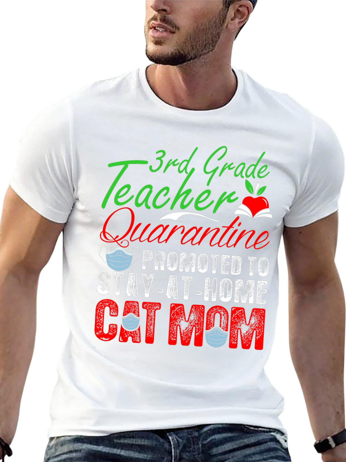 3rd Grade Teacher Quarantine Cat Mom T-Shirt
