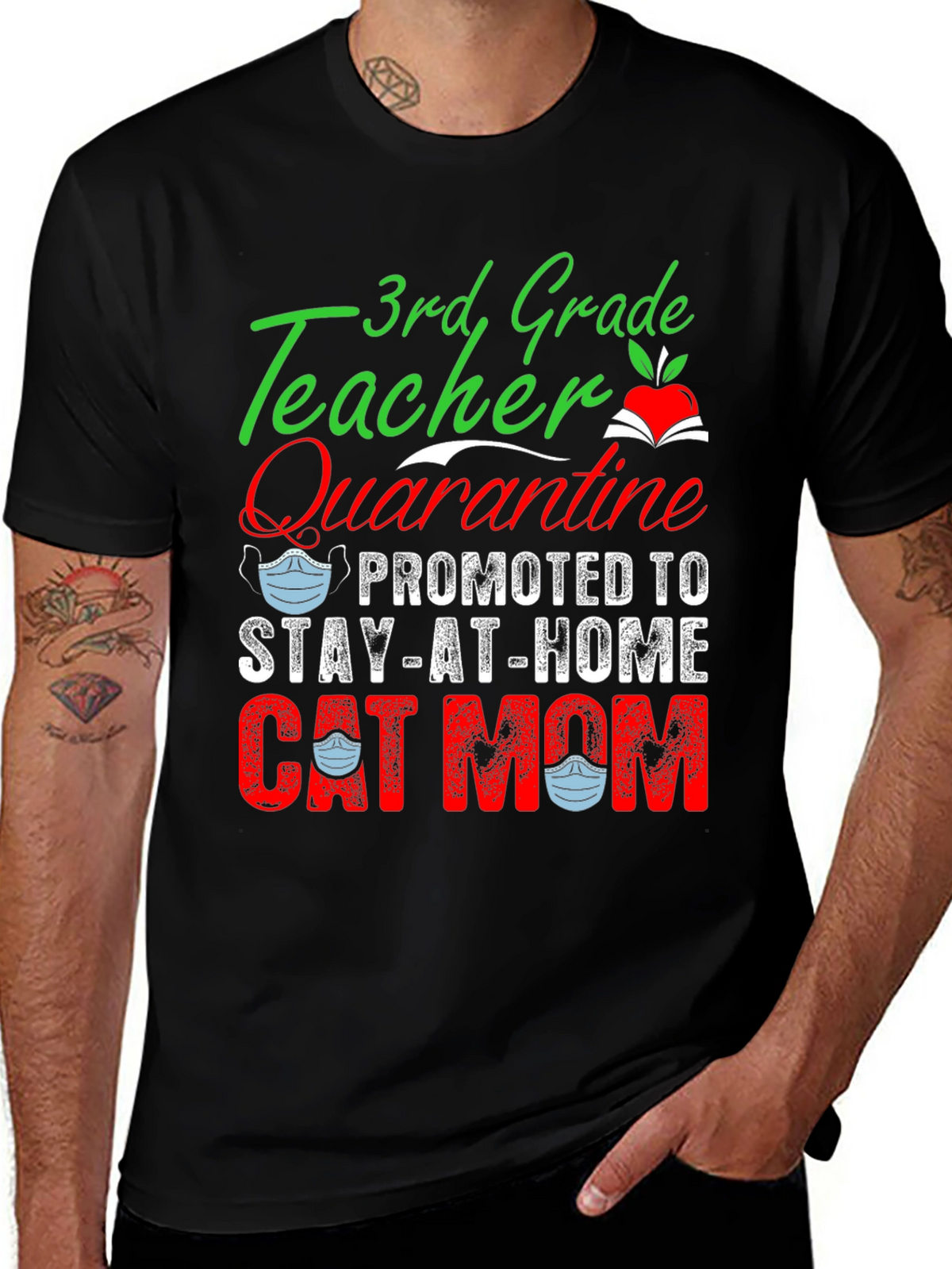 3rd Grade Teacher Quarantine Cat Mom T-Shirt