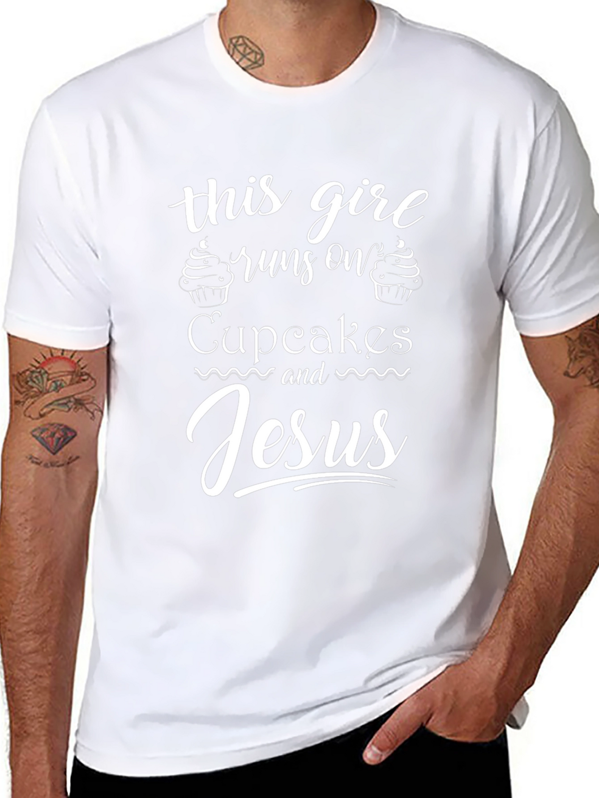 Runs on Cupcakes and Jesus T-Shirt