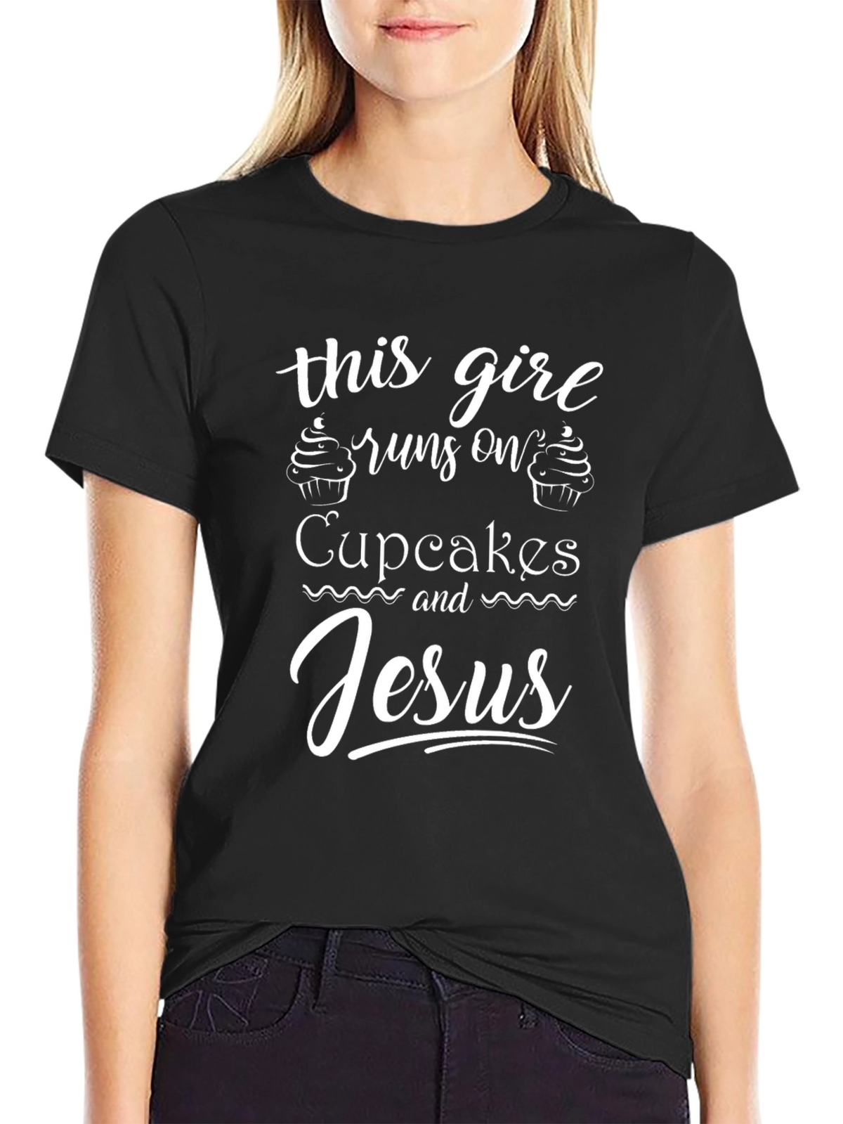 Runs on Cupcakes and Jesus T-Shirt
