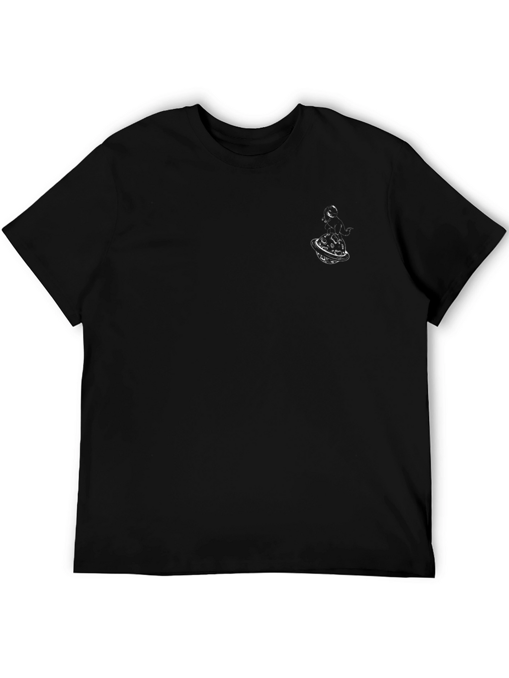 Mens Black Graphic Tee - Space Planet Design