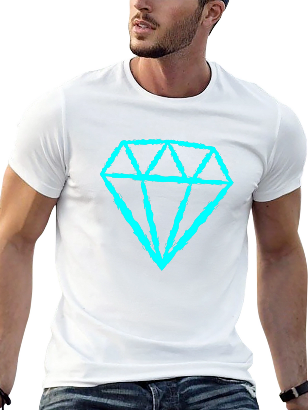 Diamond Graphic Tee - Casual Black T-Shirt