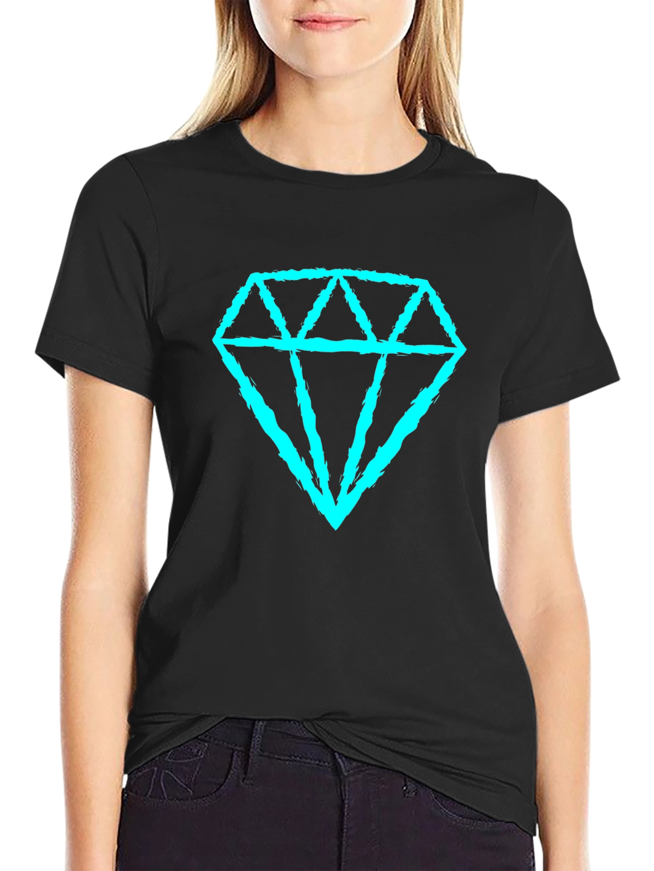 Diamond Graphic Tee - Casual Black T-Shirt