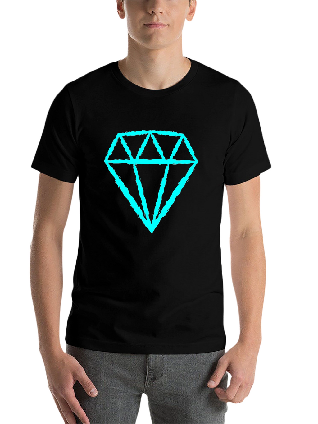 Diamond Graphic Tee - Casual Black T-Shirt