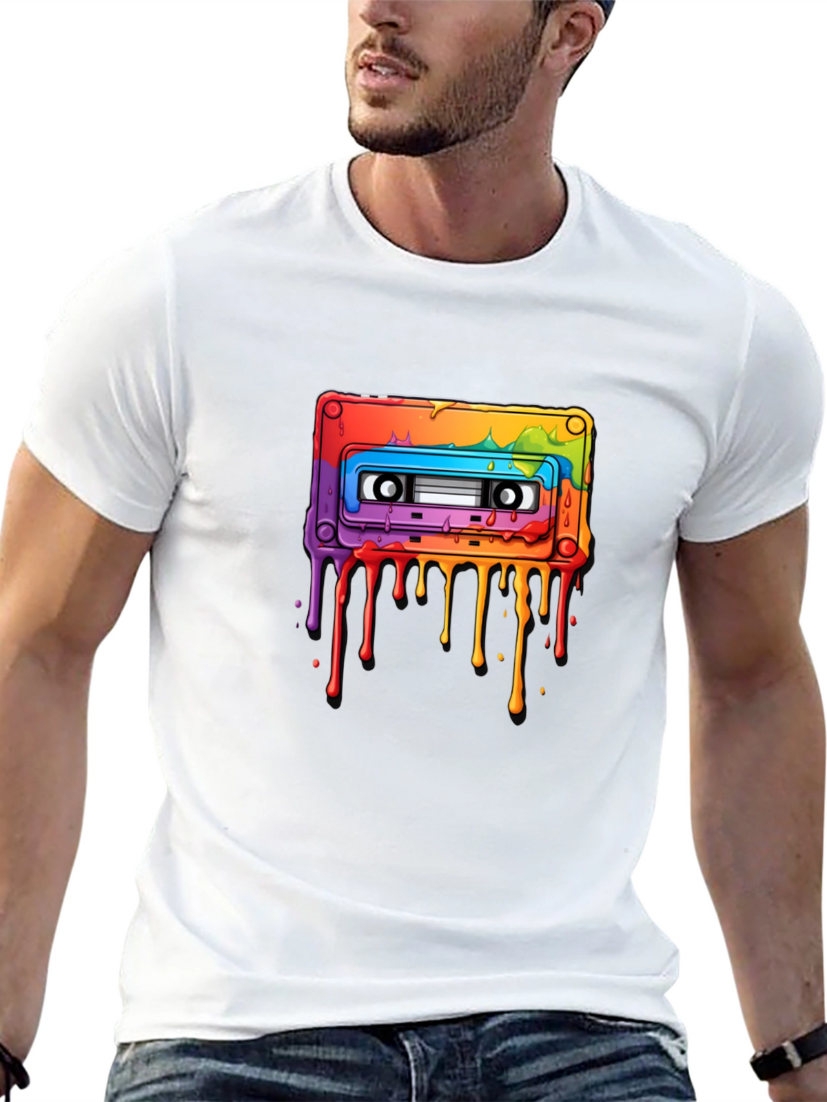 Rainbow Cassette Tape Graphic T-Shirt