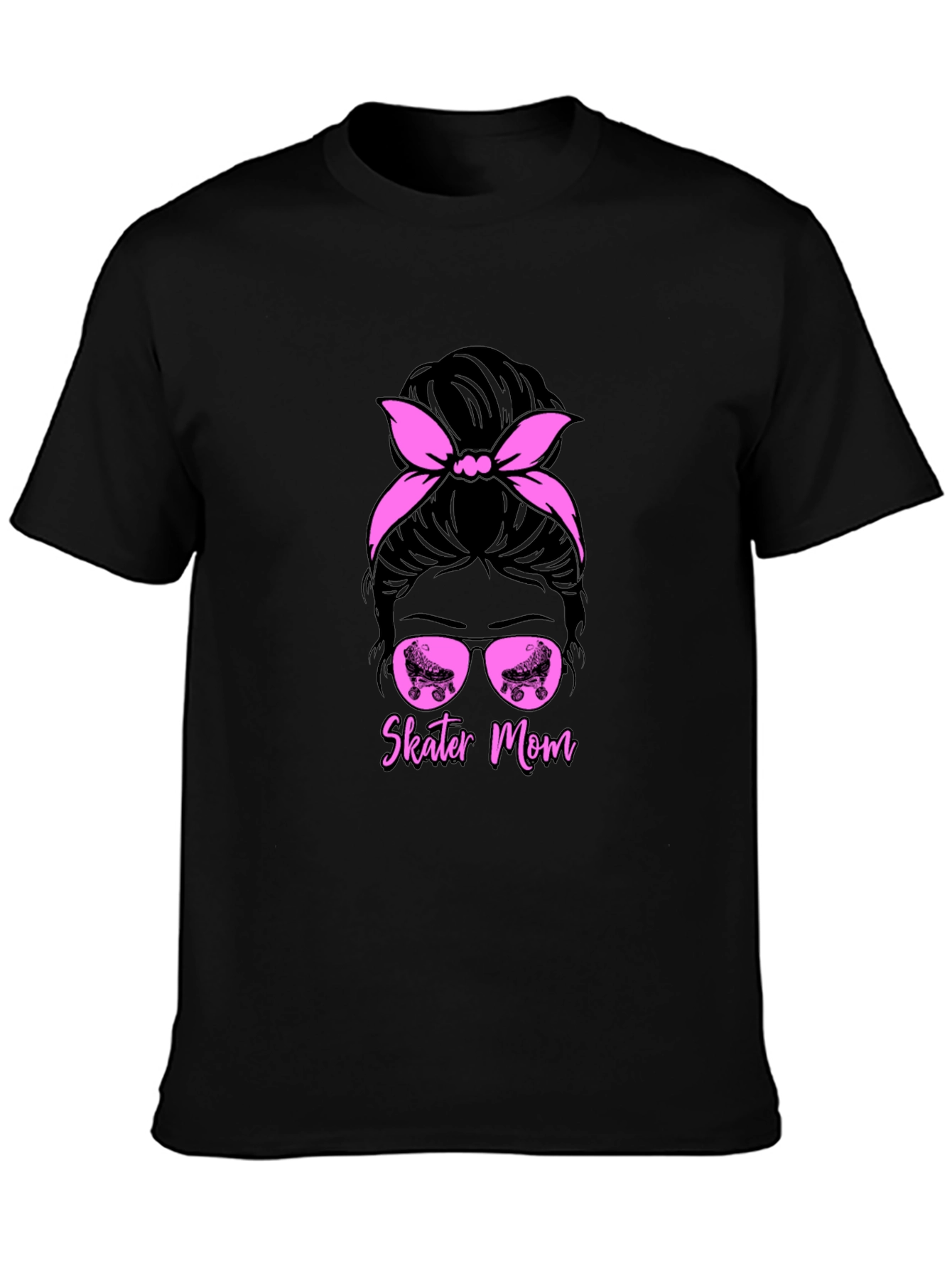 Skater Mom T-Shirt - Messy Bun Roller Skate Design
