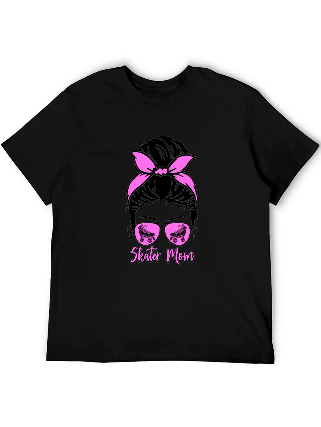 Skater Mom T-Shirt - Messy Bun Roller Skate Design