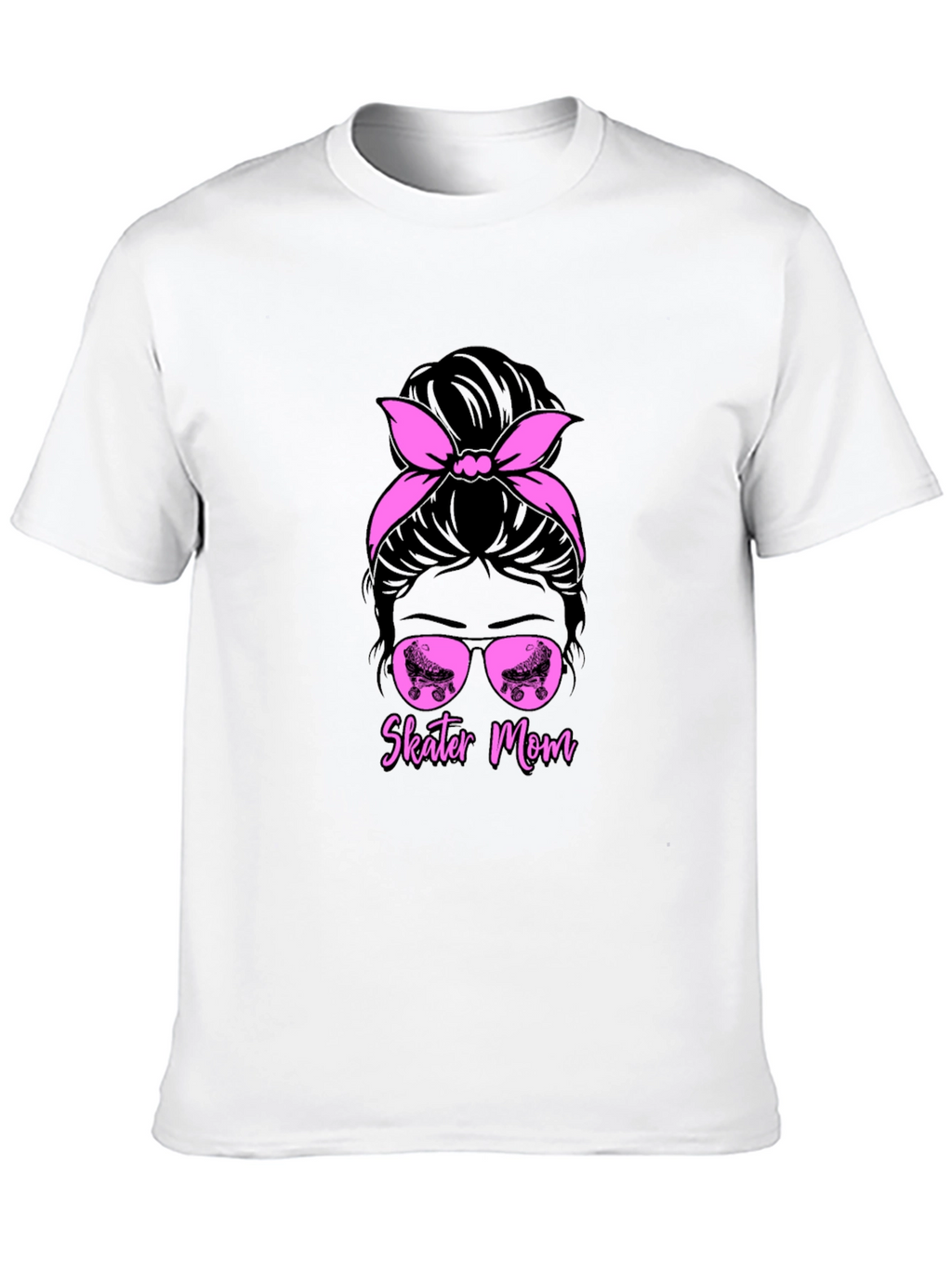 Skater Mom T-Shirt - Messy Bun Roller Skate Design