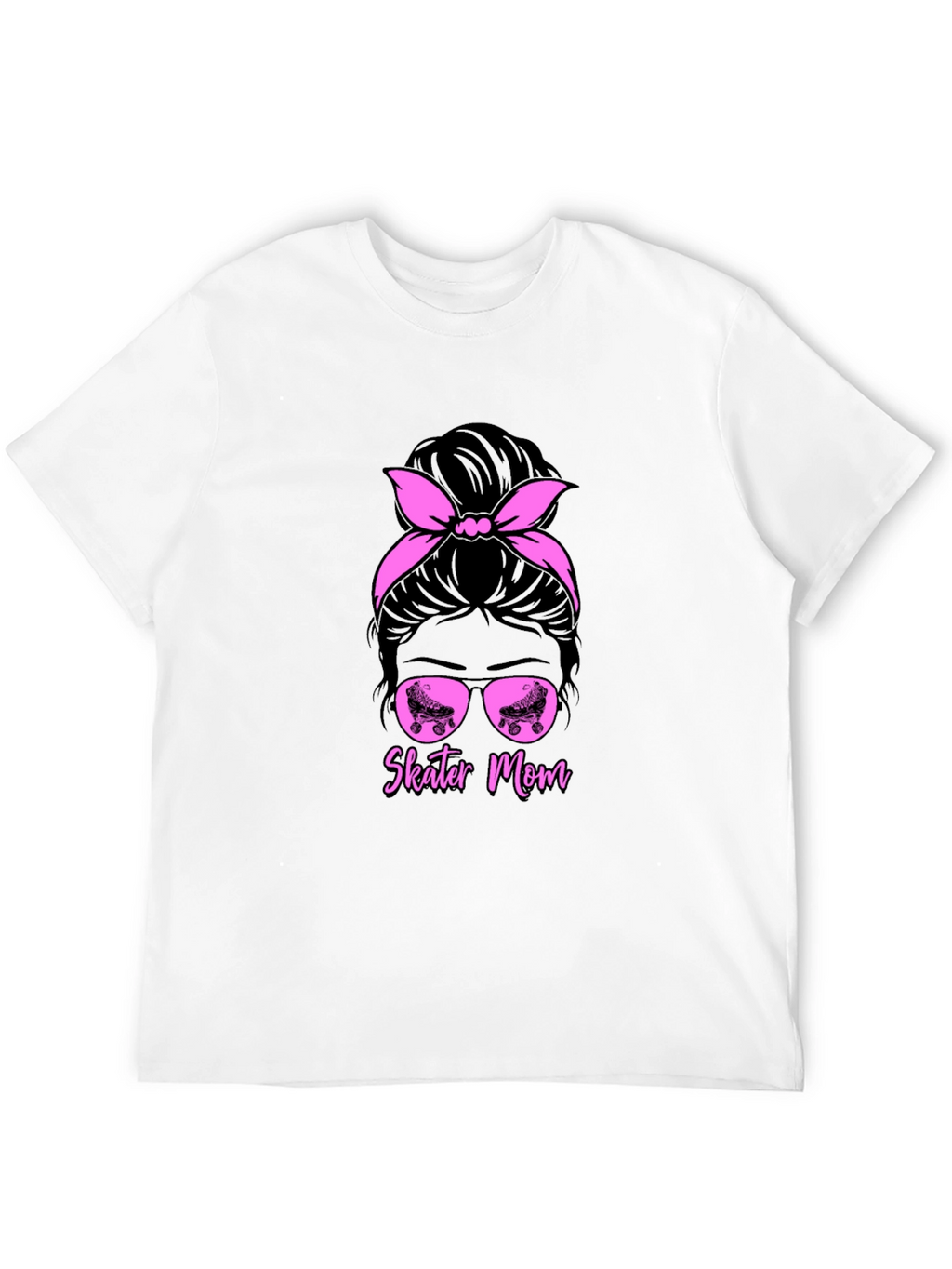 Skater Mom T-Shirt - Messy Bun Roller Skate Design