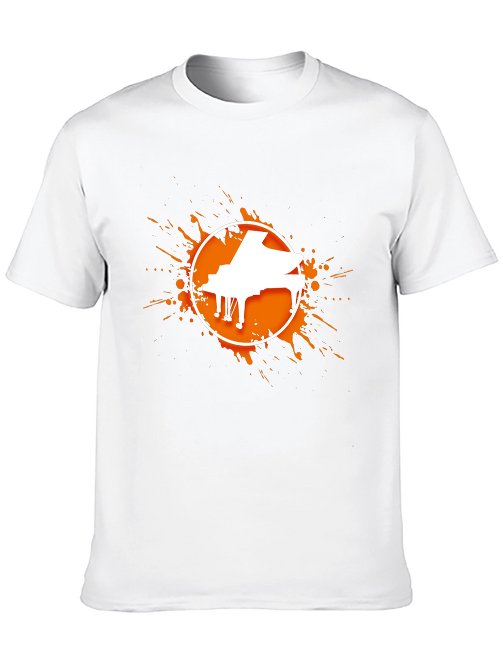 Piano Splatter Graphic Tee - Black Cotton Casual Shirt
