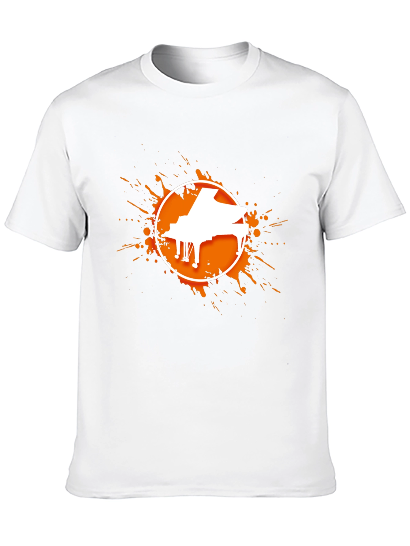 Piano Splatter Graphic Tee - Black Cotton Casual Shirt