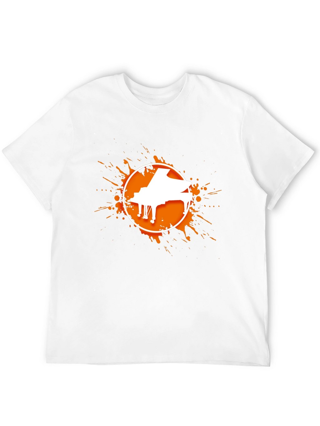 Piano Splatter Graphic Tee - Black Cotton Casual Shirt