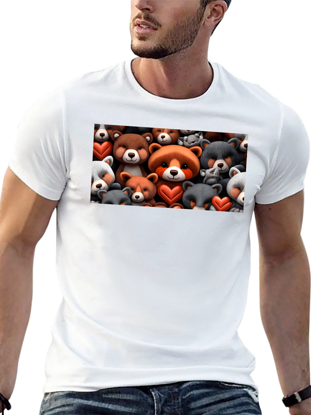 Bear Heart T-Shirt - Cute Cartoon Animal Tee