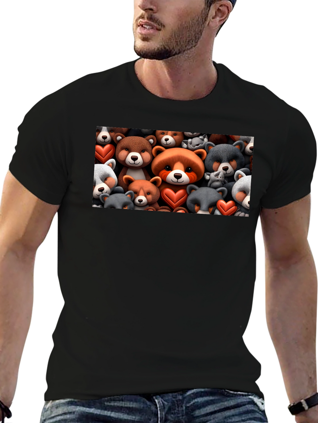 Bear Heart T-Shirt - Cute Cartoon Animal Tee