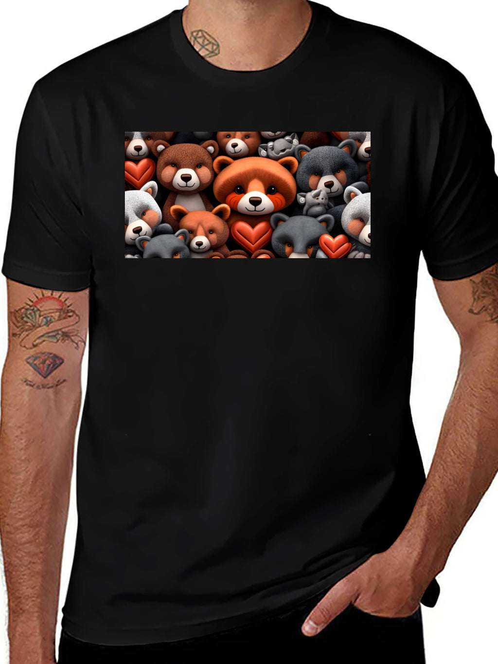 Bear Heart T-Shirt - Cute Cartoon Animal Tee