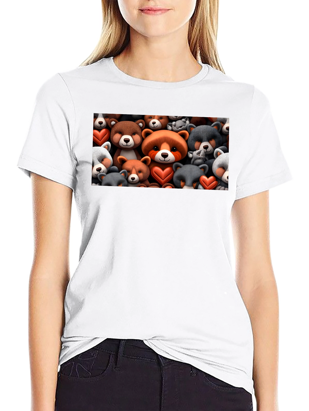 Bear Heart T-Shirt - Cute Cartoon Animal Tee