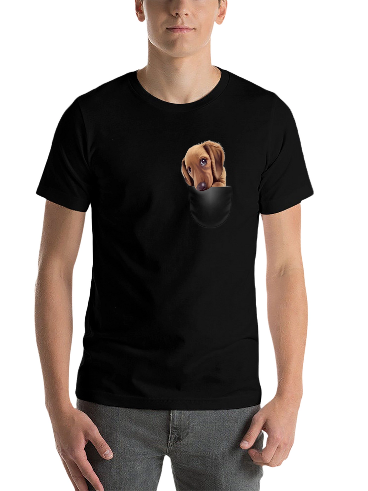 Dachshund Pocket T-Shirt - Cute Puppy Design
