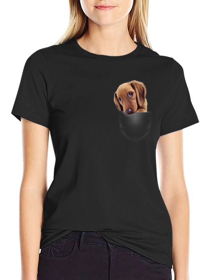 Dachshund Pocket T-Shirt - Cute Puppy Design