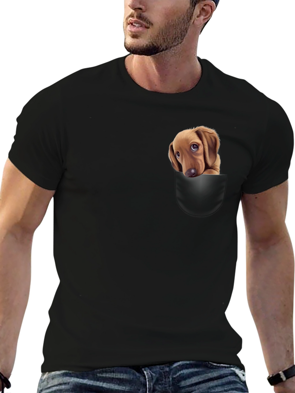 Dachshund Pocket T-Shirt - Cute Puppy Design