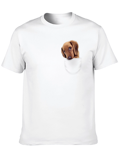Dachshund Pocket T-Shirt - Cute Puppy Design